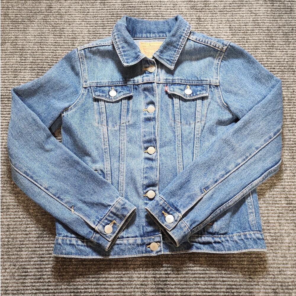 Levi's Strauss Blue Denim Jean Trucker Jacket Youth Size XL Outerwear